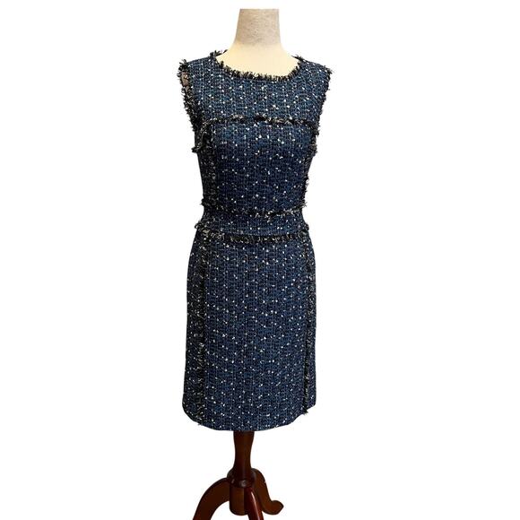 TORY BURCH Women's Petula Tweed Dress Size 0 In Black/Navy Multi - Picture 1 of 10